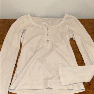 Long Sleeve Henley Shirt - Cream